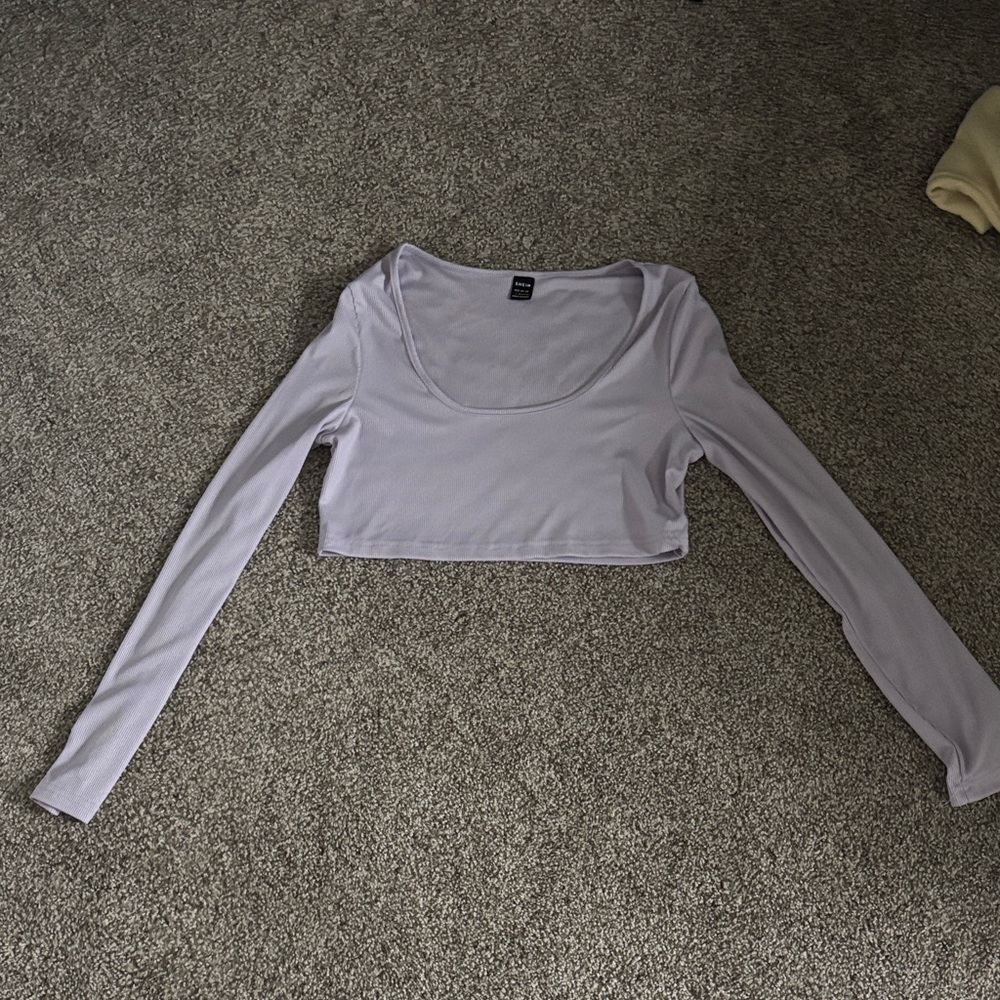 SHEIN Light Purple Long Sleeve Crop Top